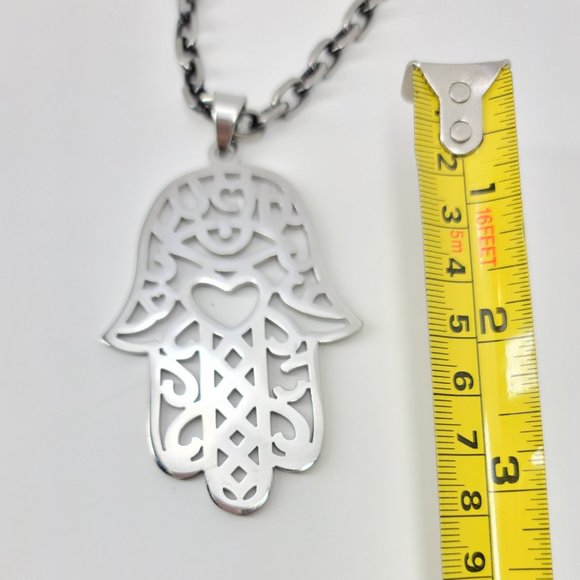 NWT Statement Hamsa Stainless Steel Necklace NEW - Picture 8 of 14